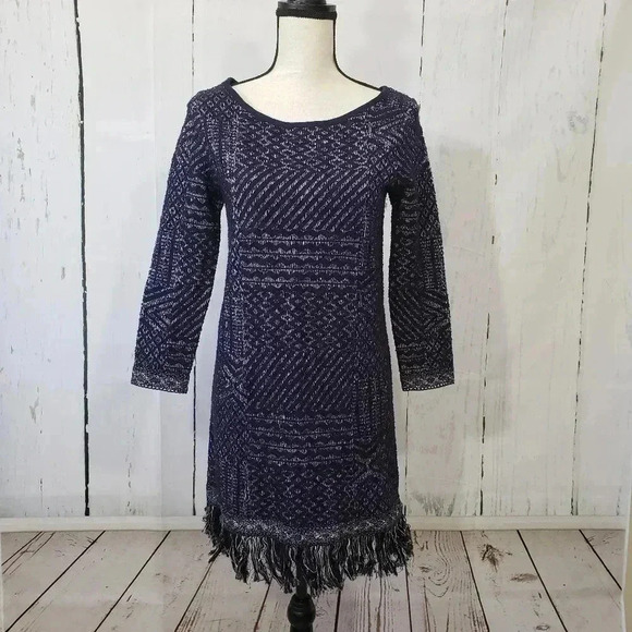 NWT Lucky Brand Boho Fringe Sweater Dress - Picture 2 of 8